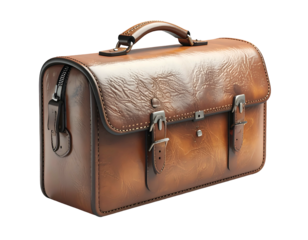 Vintage Leather Satchel Bag with Buckles.