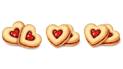 Delicious heart shaped cookies with red filling
