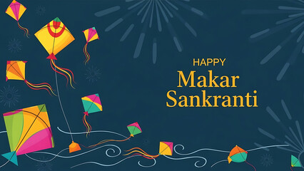 Happy makar sankranti celebration with colorful kites