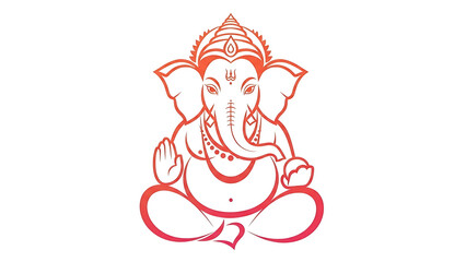Serene ganesh illustration in red outline