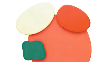 Abstract geometric shapes with rounded edges in yellow, orange, and green