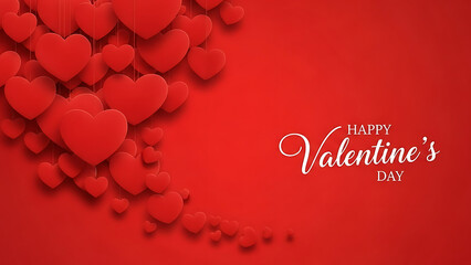 Happy valentine's day with hanging red hearts