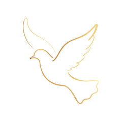Flying dove of peace vector illustration featuring a white bird silhouette with open wings as a symbolic icon of love hope and freedom in a clean nature design