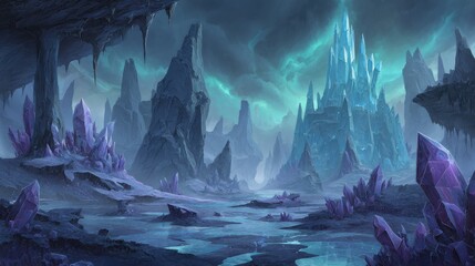 Crystalline Fantasy Landscape Pixel Art