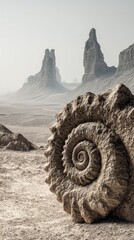 Fossil Shell In Arid Desert Landscape