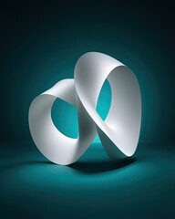 Abstract White Form On Teal Background