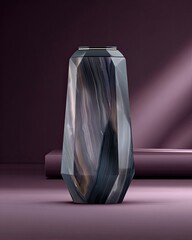 Modern Geometric Vase With Dark Gray Crystal Effect