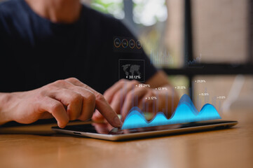 DevOps engineer in Digital transformation technology strategy of business processes and data, optimize and automate operations, customer service management, businessman analysing data kpi dashboard