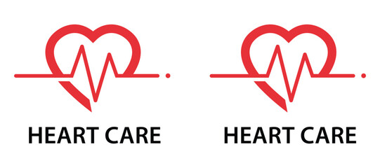 Heart Care Cardiology Medical Logo with EKG Pulse Line - Professional Heart Beat Icon for Healthcare Clinics, Wellness Centers and Cardiovascular