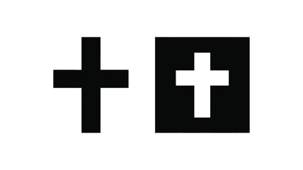 Fototapeta premium Christian Cross Icon Set Black and White Religious Symbols 