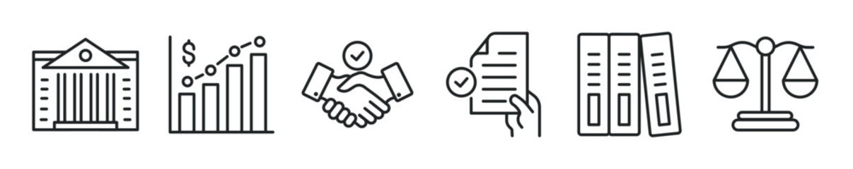 Government thin line icon set. Web minimal editable stroke icons