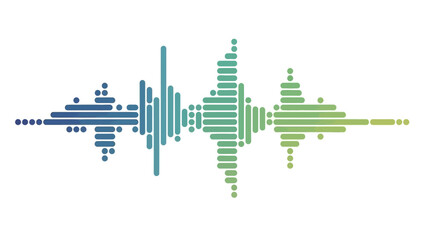 Obraz premium Abstract sound wave visualization in blue and green colors, representing audio signals