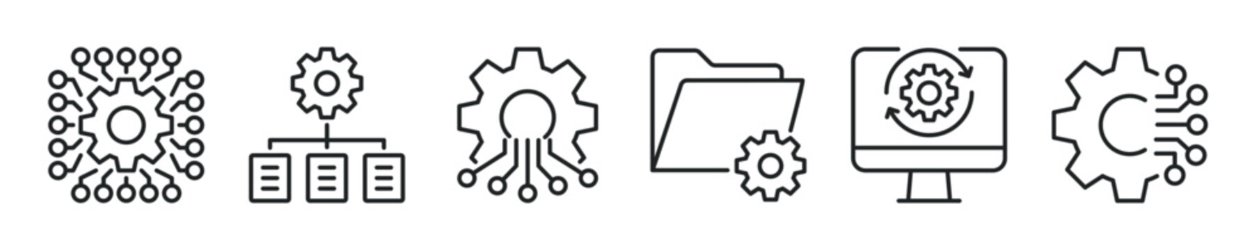 Digital development thin line icon set. Web minimal editable stroke icons