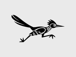 Obraz premium Stylized running roadrunner bird vector illustration of desert animal in motion speed concept for wildlife nature conservation symbol or mascot design quick agile animal for sports logo graphic resour