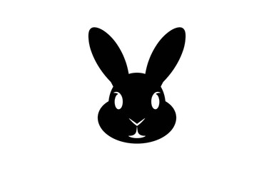 Fototapeta premium Stylized black bunny rabbit with long ears on a white background illustration for Easter holiday celebration spring design projects cute animal graphic minimalist vector art for children's products an