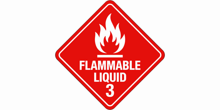 Warning sign flammable liquid hazard caution symbol in red diamond shape for industrial safety chemical storage transportation hazardous materials fire prevention flammable environment danger alert fo