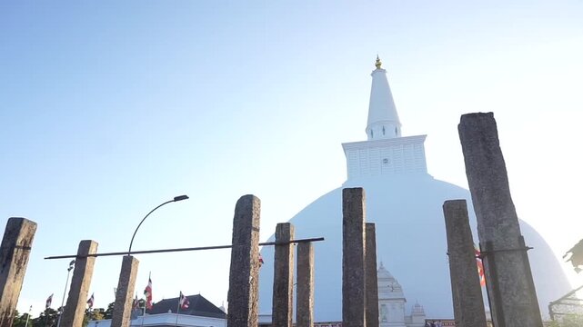 Serene and soulful view of the historic Ruwanwalli Stupa under soft light in the spiritual landscape of Sri Lanka.