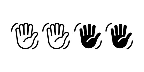 Fototapeta premium Waving hand icons vector illustration isolated on white background gesturing hello or goodbye in modern minimalist style for social media communication user interface design friendly welcome message o