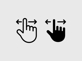 Fototapeta premium Swipe Gesture Hand Icon Vector Illustration for Mobile App Interface Design Website User Experience Testing Modern Technology Presentation Slide Template Touchscreen Navigation Concept Graphics Black