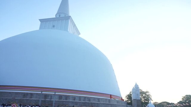 Serene and soulful view of the historic Ruwanwalli Stupa under soft light in the spiritual landscape of Sri Lanka.
