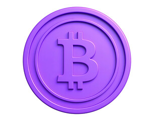 Purple Bitcoin Coin with Embossed Logo.