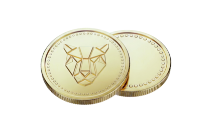 Gold Coins with Geometric Jaguar Head Emblem