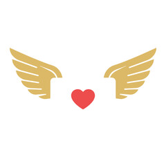 Obraz premium Golden Wings Embracing Red Heart Symbol