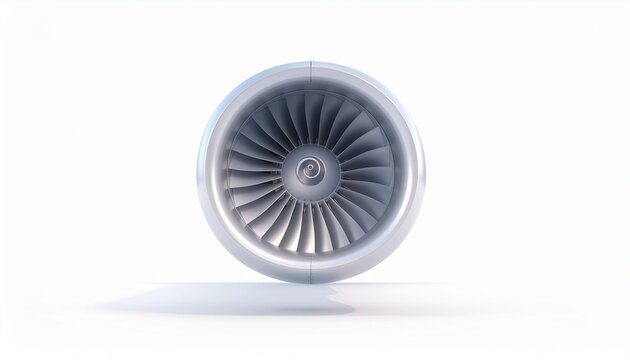 Close up of a powerful aircraft jet engine with detailed blades, showcasing advanced aerospace engineering and technological innovation