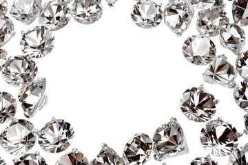 Sparkling clear diamonds arranged in a decorative border on a black background, creating an elegant frame with copy space