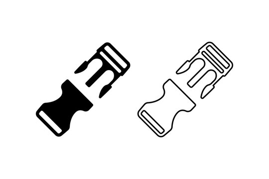 Opened plastic safety buckles icon isolated on white background.