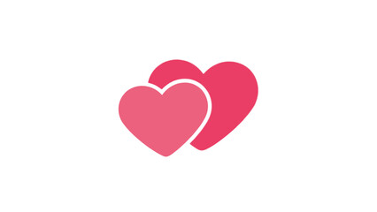 Two soft pink heart icons are gently overlapping each other, creating a sense of closeness and shared affection against a bright white backdrop.