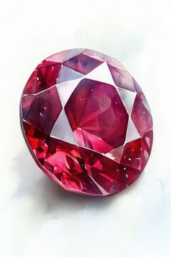 Watercolor style ruby, isolated on a white background.