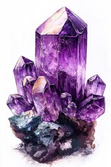 Amethyst gemstone isolated on a white background.