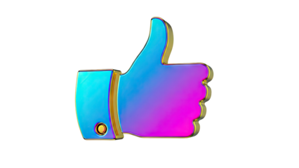 Iridescent Thumbs Up Icon with Gold Border