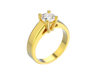 Gleaming gold ring with a sparkling, round-cut diamond held by elegant prongs