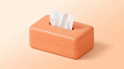 A close-up of a simple, orange rectangular tissue box with white tissues