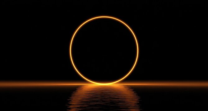 Golden ring portal on dark water