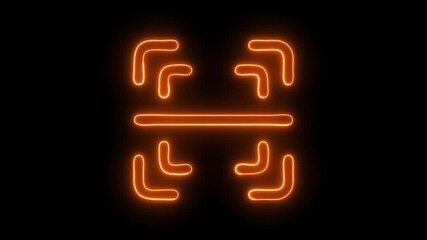A neon line scanner icon displays a glowing, sleek representation of a barcode or QR code scanner, with light beams. glowing fingerprint scanning icon - Powered by Adobe