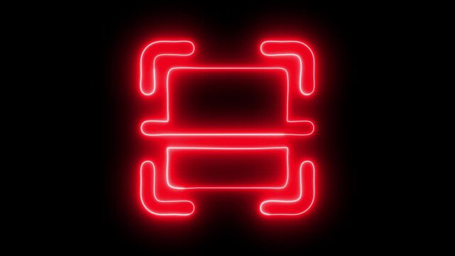 A neon line scanner icon displays a glowing, sleek representation of a barcode or QR code scanner, with light beams. glowing fingerprint scanning icon 