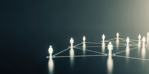 Ai networking tool network connection with digital human growth high end modern corporate platform virtual communication artificial intelligence business concept on dark background