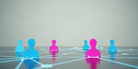 Ai networking tool network connection with digital human growth high end modern corporate platform virtual communication artificial intelligence business concept