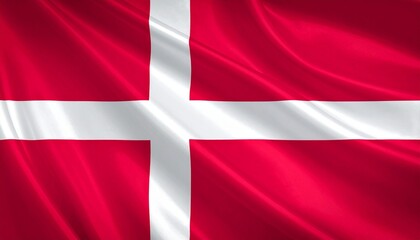 Obraz premium Denmark flag with red field and white off-center Scandinavian cross.