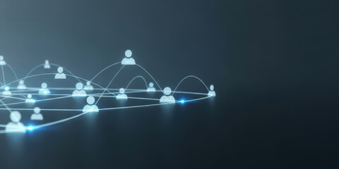 Ai networking tool network connection with digital human growth high end modern corporate platform virtual communication artificial intelligence business concept