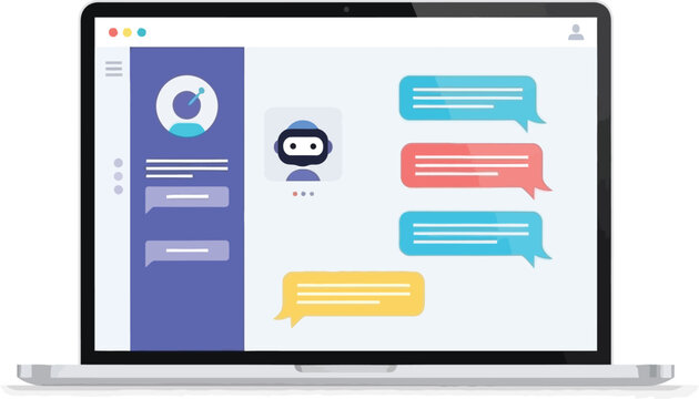 digital chat conversation with a chatbot demonstrating online communication on a laptop screen