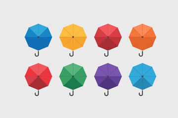 Colorful umbrella collection offering protection from rain and sun in vibrant hues overhead shot weather shield concept for seasonal promotions insurance advertising marketing campaigns with diverse c