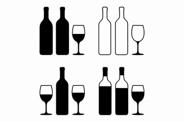 Elegant wine bottles and glasses arrangement vector illustration for sophisticated events wine tasting promotions restaurant bar menu designs graphic design projects elegant minimal alcohol beverage c