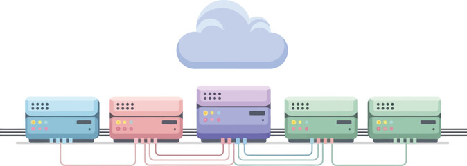 cloud computing data storage servers and network infrastructure concept with modern flat design