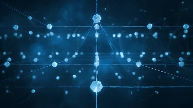 A constellation of glowing nodes and lines in a futuristic network visualization from a top-down viewpoint