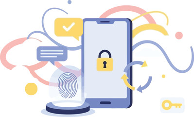 secure mobile phone with digital lock and fingerprint recognition technology for protection and