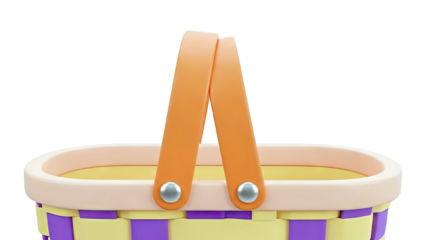 Woven Basket with Orange Handle